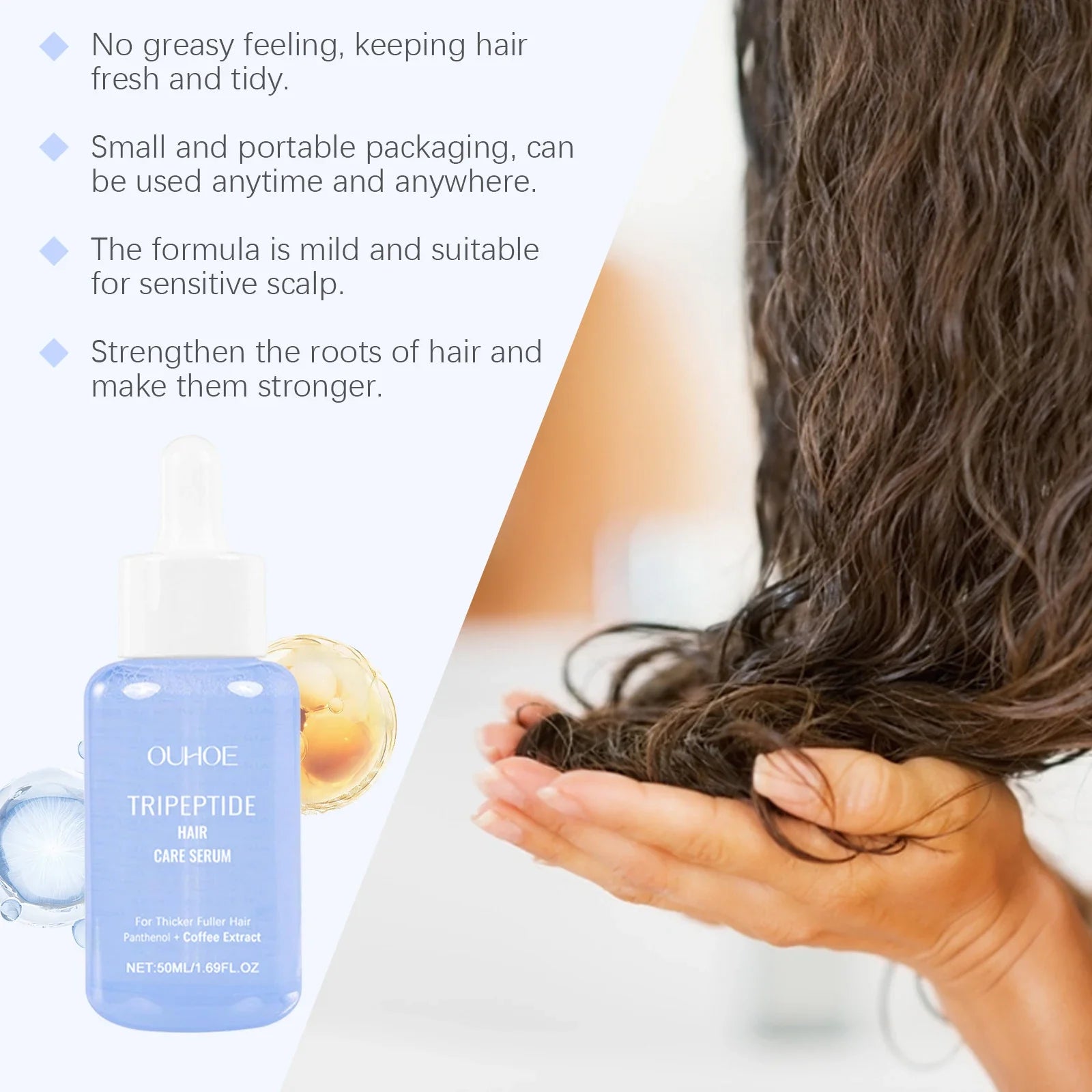 Tripeptide Hair Serum Strengthening Nourishing Scalp Treatment Coffee Extract Promotes Thicker Fuller Healthier Hair 50ml