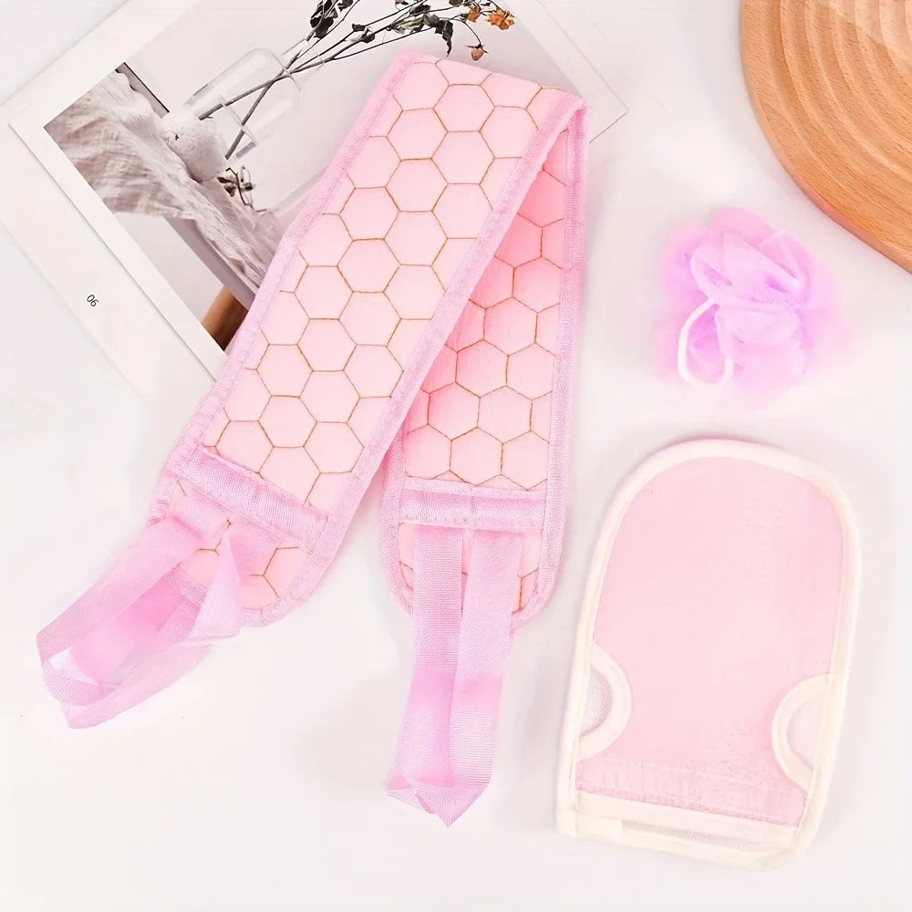 3Pcs/Set Body Cleaning Washcloth Bathroom Shower Ball Back Scrubber Set Exfoliating Skin Towel Bath Gloves Brush