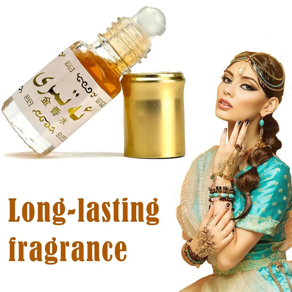 Arabian Gold Perfume Oil Roll On Bottle Long Lasting Fragrance Body Perfume Unisex Portable Long Lasting Scent Body Fragrance