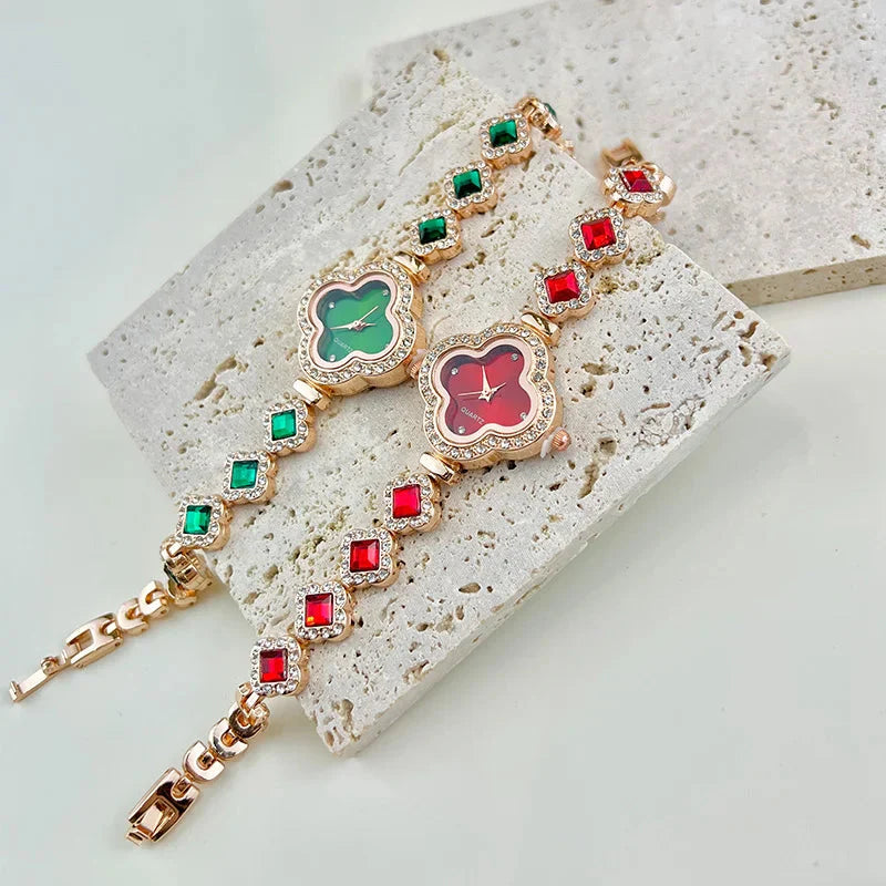 Four-leaf Clover Embedded Diamond Watch