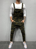 Women Jeans Rompers Washing Ankle Length Overalls Pencil Pants One Piece High Street Pockets Spliced Solid Slight Strech