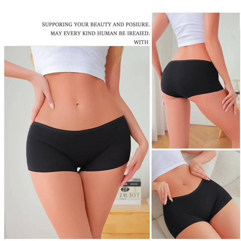 3Pcs Women's Seamless Sports Boxer Underwear Female Solid Color Panties Comfortable Briefs Cozy Lingerie Intimate Underpant S-XL