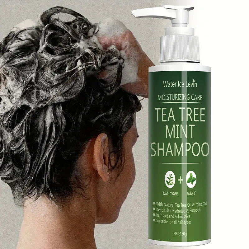 Tea Tree Mint Shampoo Natural Essence Revitalizes Hair. Dense Foam Cleansing. Strengthens and Smoothes. Adds Volume Shine.