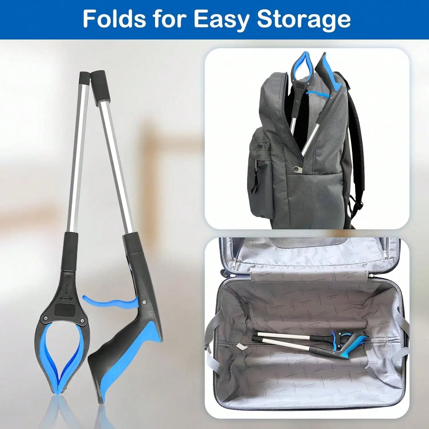 Foldable Grabber Reacher Tool Heavy Duty Rotating Jaw For Seniors