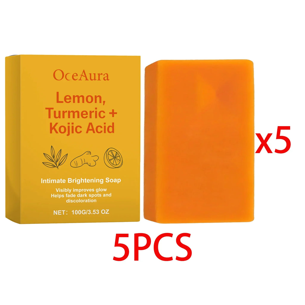 Lemon Turmeric Kojic Acid Soap Massage Handmade Soap For Bath For Deep Cleansing Exfoliation Body Moisturizing Smooth Body Care