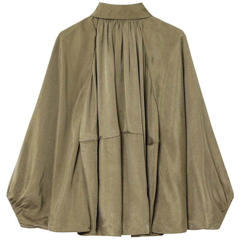 HXAO Women's Bomber Jacket Autumn New In Coats & Jackets Oversized Puff Long Sleeve Tops Ruffled Loose Outerwears Fashion Coats