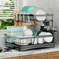Two-Tier Dish Drying Rack for Kitchen Countertop