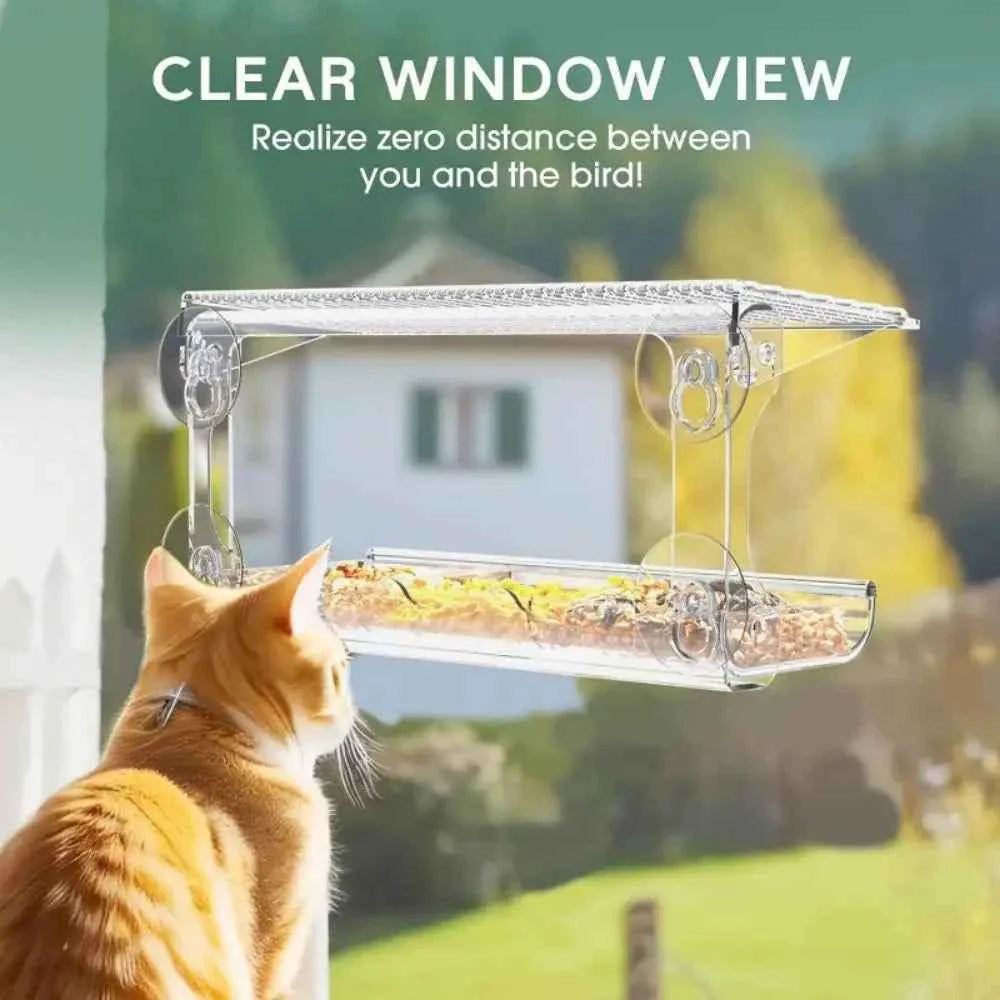 Window Bird Feeder for Outdoors, Clear Bird Feeders Window Mounted with Strong Suction Cups, Transparent Bird House Outside Wild