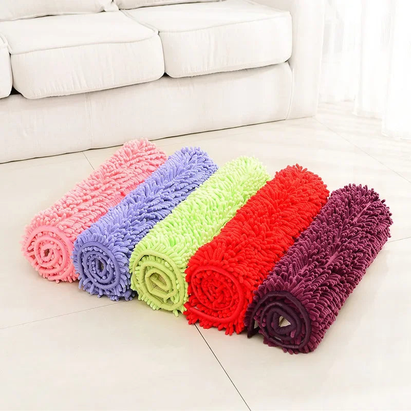 Soft Floor Carpet Non-slip Bathing Room Rug Water Absorption Shaggy Kitchen Rug Door Way Feet Mat Dirt Barrier Cushion Mat Rug