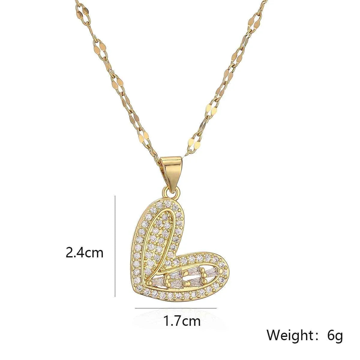 Mafisar Non-Fading Gold Color 316L Stainless Steel Party Jewelry Shiny AAA CZ Zircon Heart Pendants Necklaces For Women