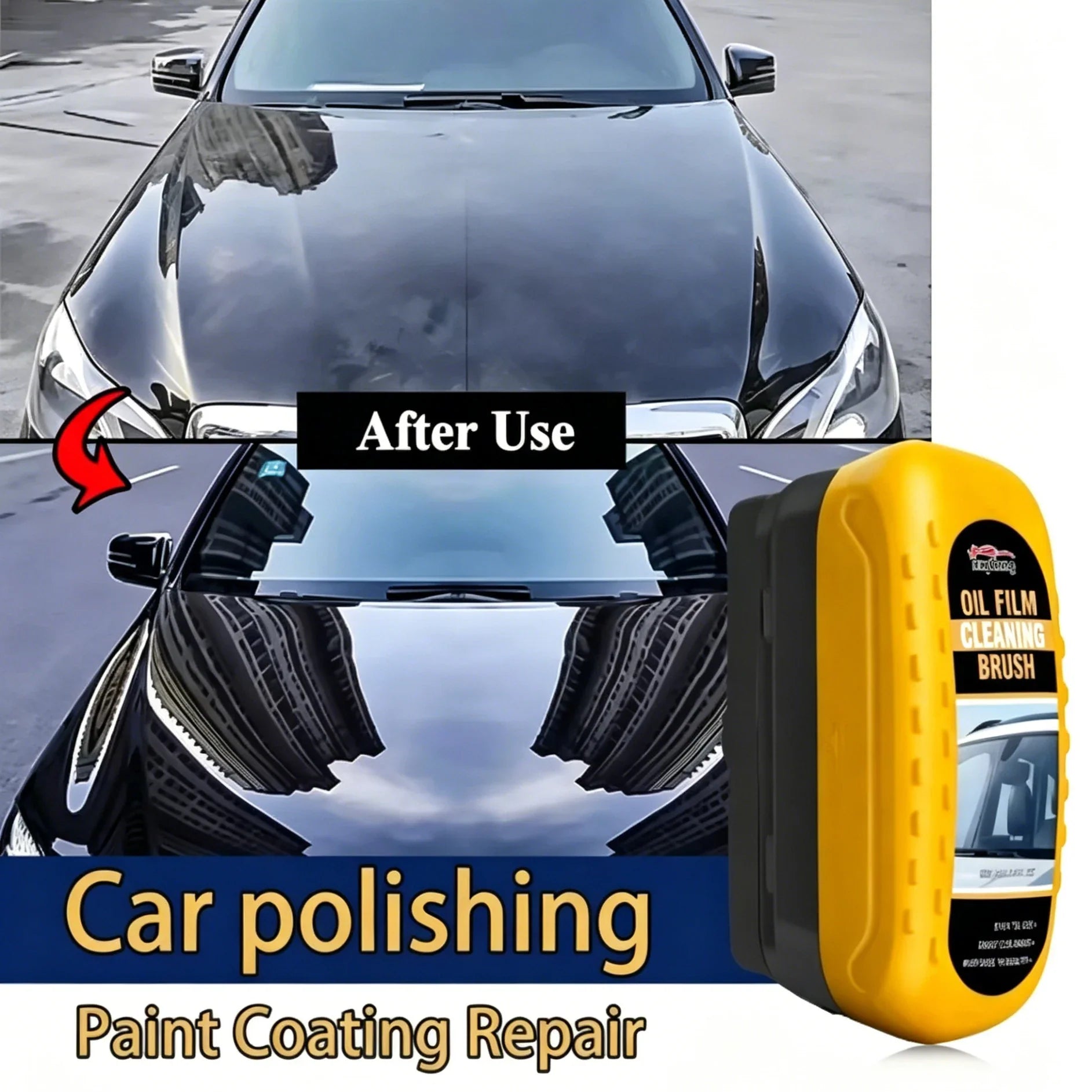 High Efficiency Car Windshield Oil Stain Remover Brush, Clear Bright Auto Glass Oil Film Cleaner