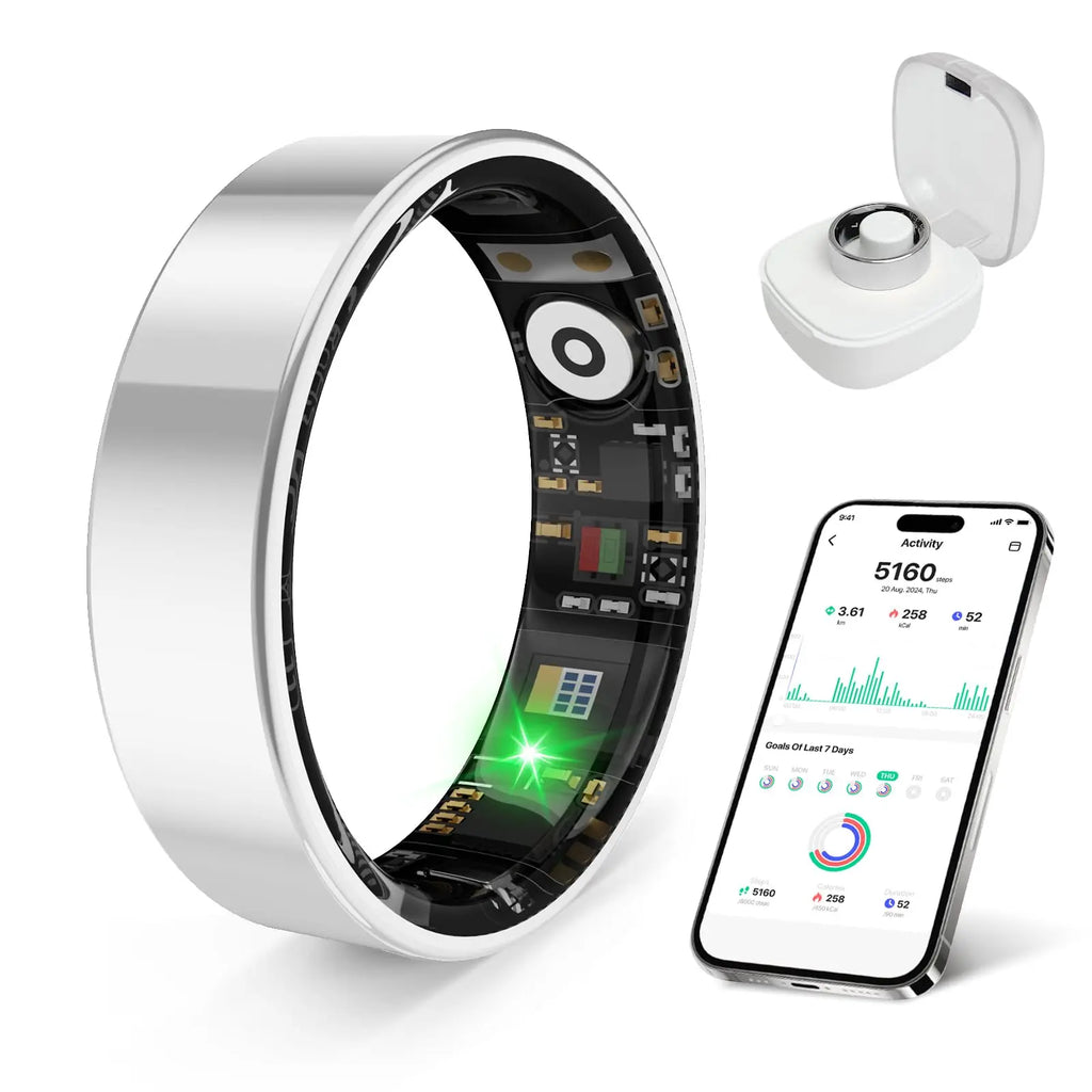 Smart Ring Health Tracker iOS Android IP68 Waterproof No Subscription