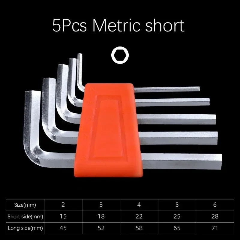 5/8/11 Pcs Metric Allen Wrench Set | Chrome Vanadium Steel Short Arm Hex Key Kit for Vehicle Repair