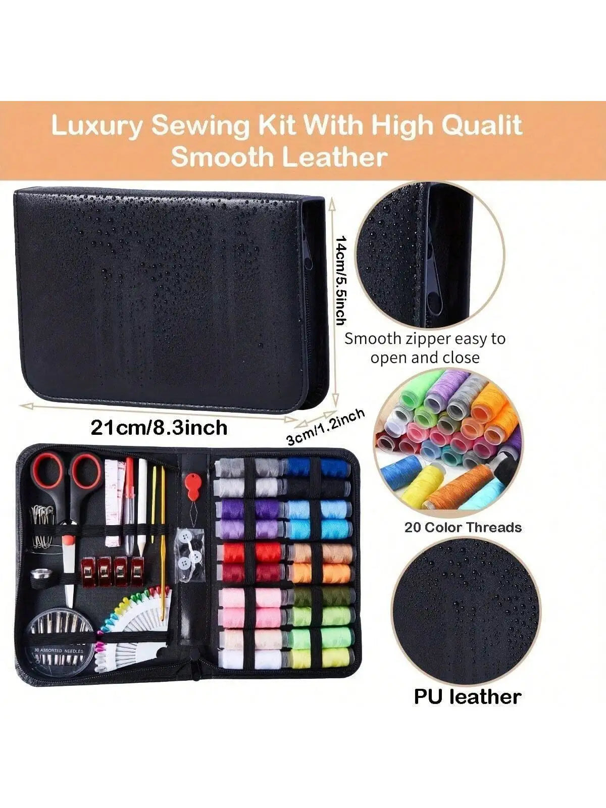 Portable Home Sewing Kit Complete Set With Threads Needles Scissors