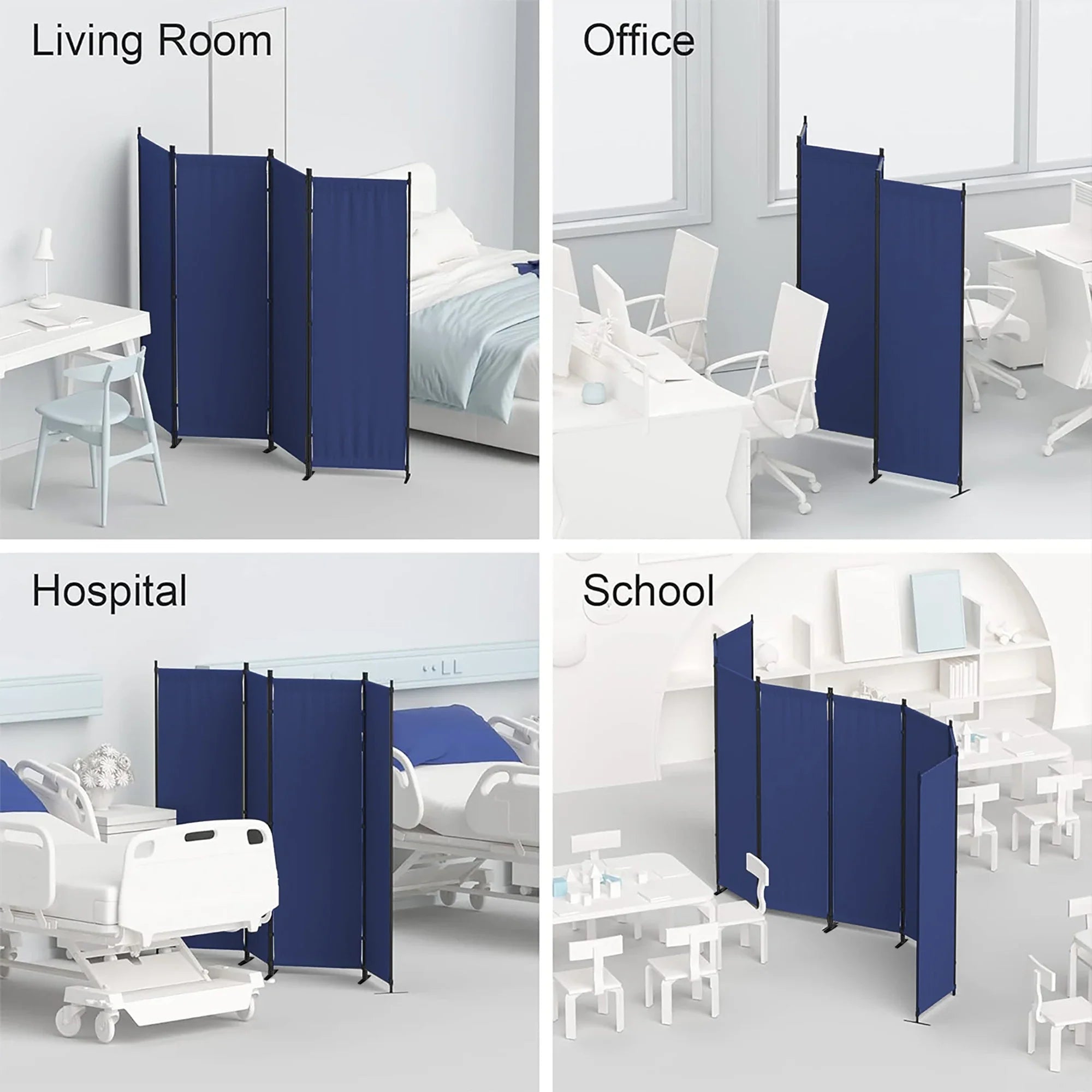 Four-Panel Folding Room Divider Freestanding Privacy Partition