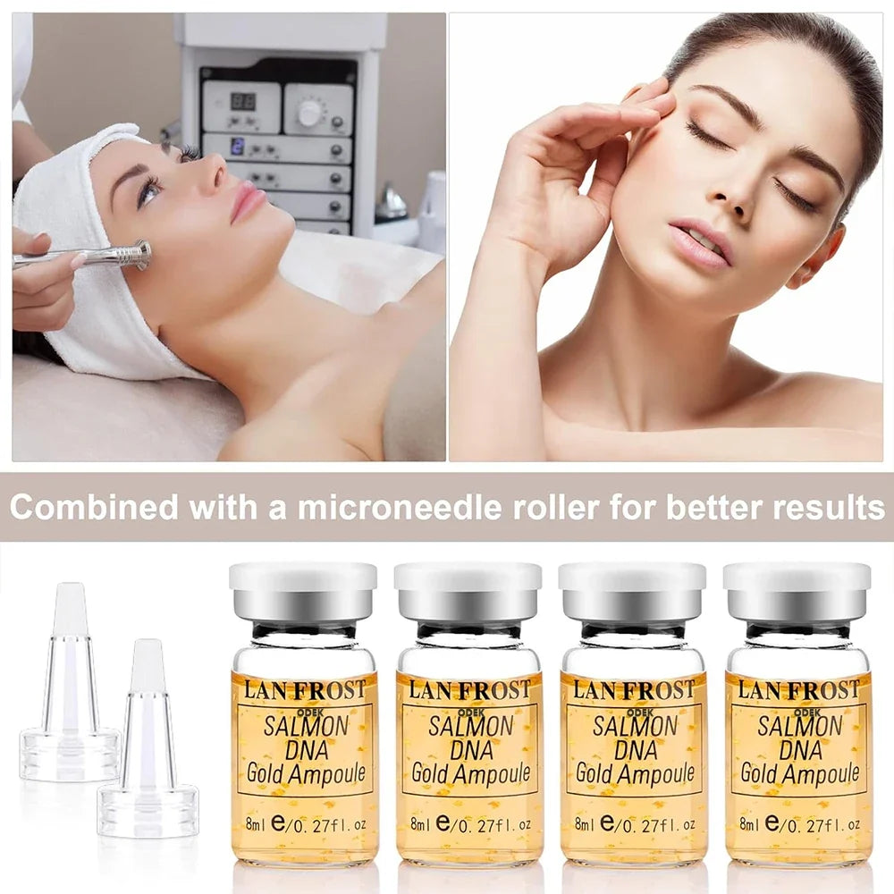 Korea 8ml Salmon DNA Gold Ampoule Skin Booster Serum Kit BB Cream Brightening Moisturizing For 0.3mm Microneedle Serum
