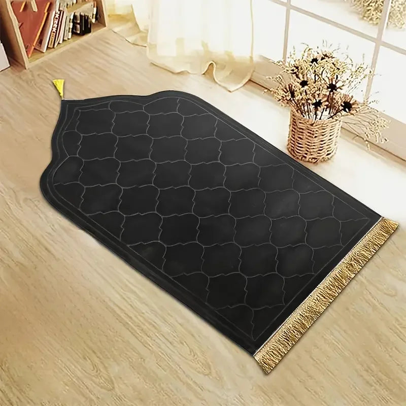 Thick Prayer Rug Prayer Mat with Tassels Islamic Turkish Irregular Anti-Slip Praying Rug Carpet Thick Soft Flannel
