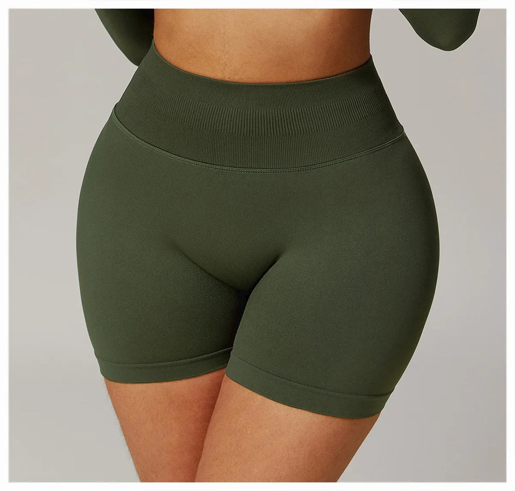 High Waist Shorts Seamless Yoga Shorts Workout Fitness Lift Peach Butt Fitness Tight Gym Running Body Shaper Pants Ribbed Shorts