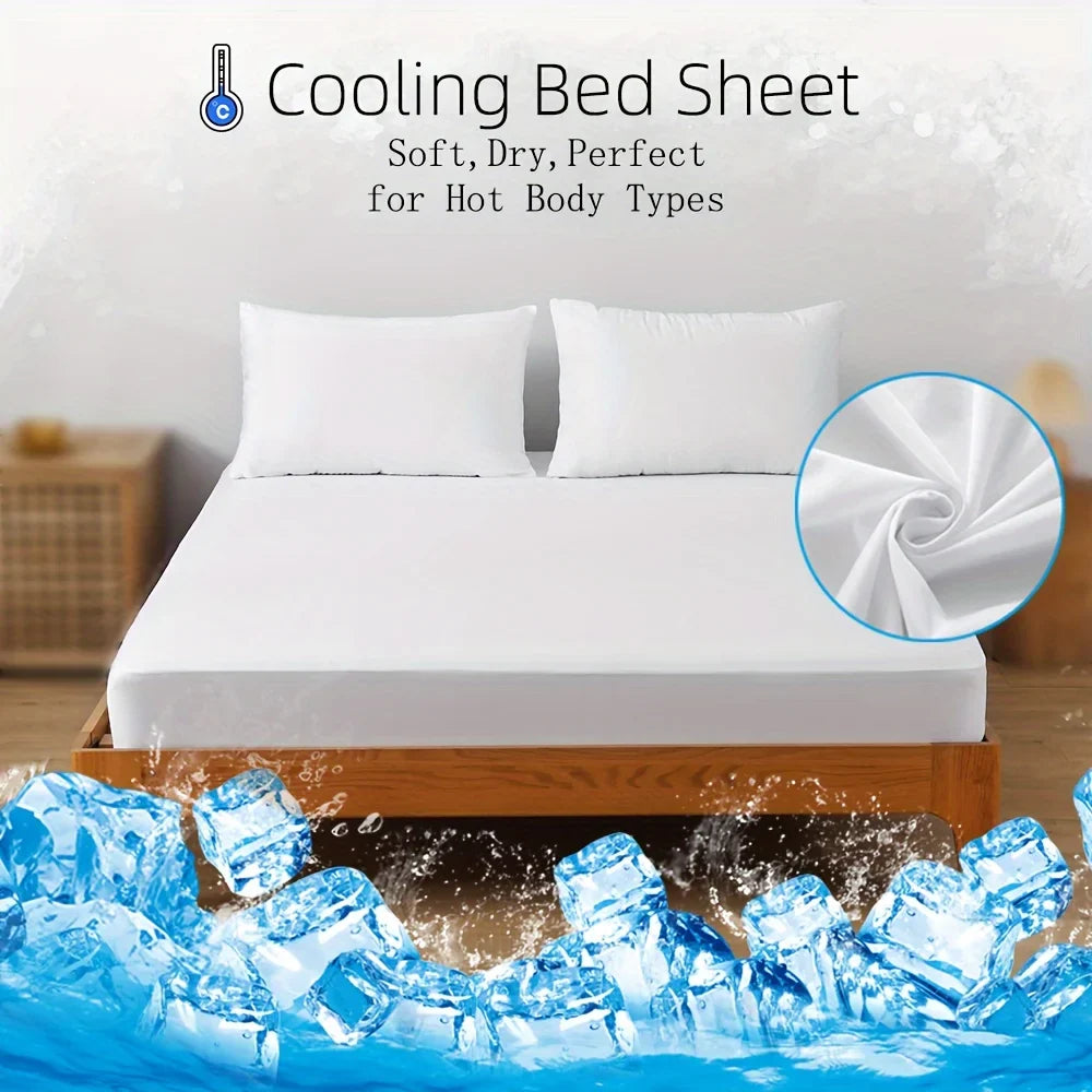 1pc Cooling Fitted Sheet Made of 100% Cooling Nylon, Waterproof Bed