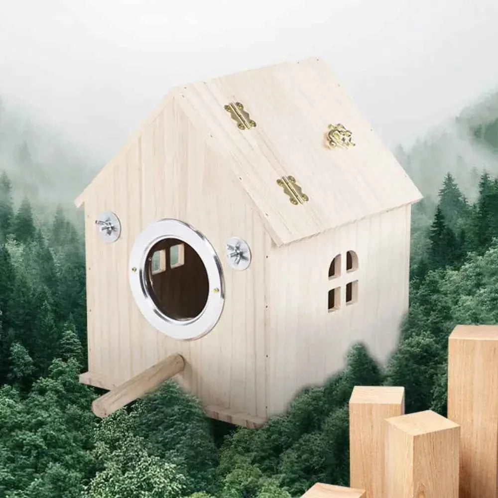 Practical Large Space Wood Bird House Rainproof Hanging Birds Breeding Box Sun Protection Bird Nest For Bird Cage