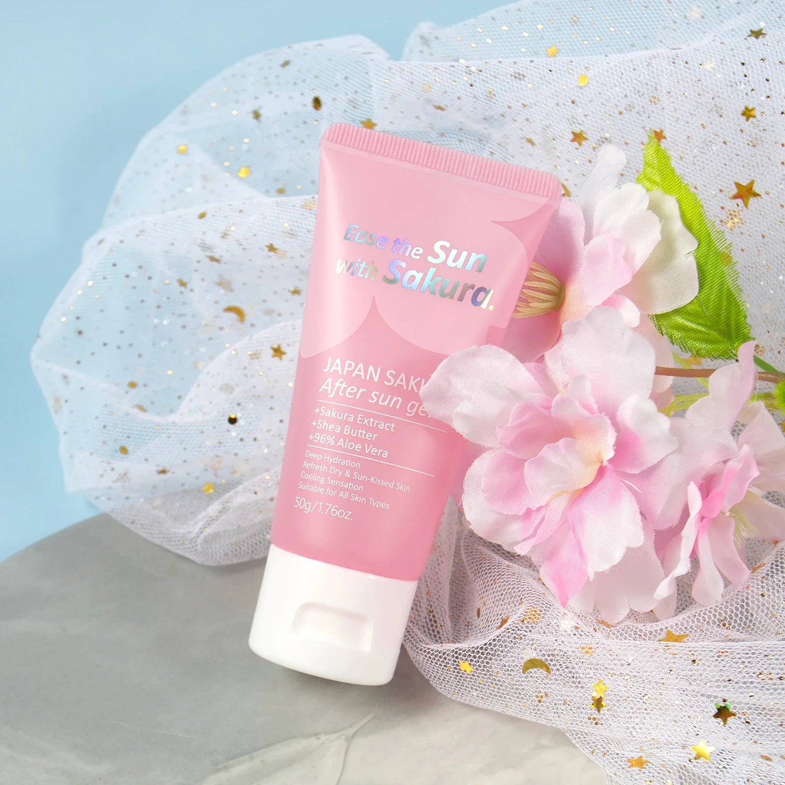 LAIKOU Japan Sakura After Sun Gel 50g 96% Aloe Vera Soothing Sunburn Care Deep Moisturizing
