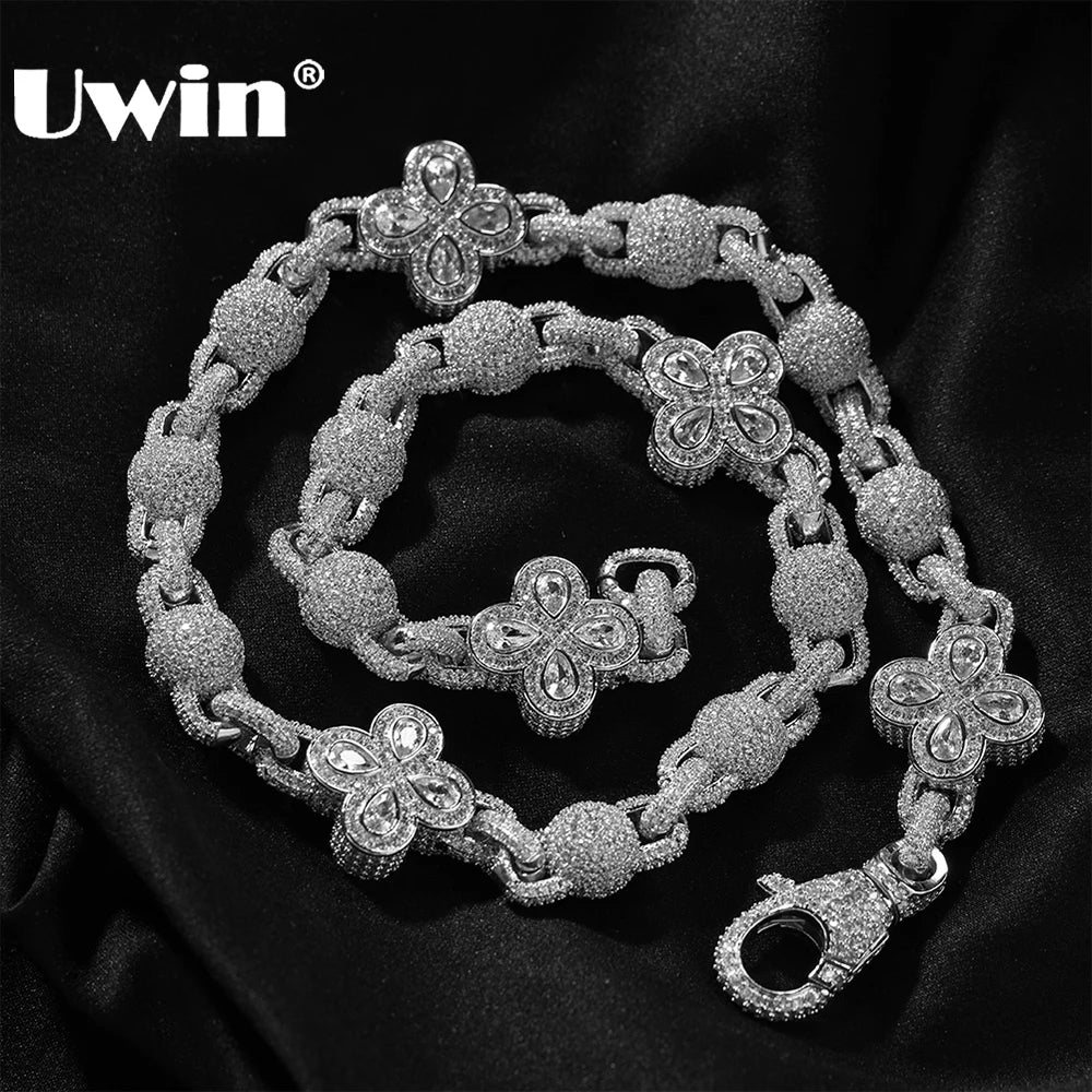 Colorful Four Leaves Baguettecz Chain Necklaces