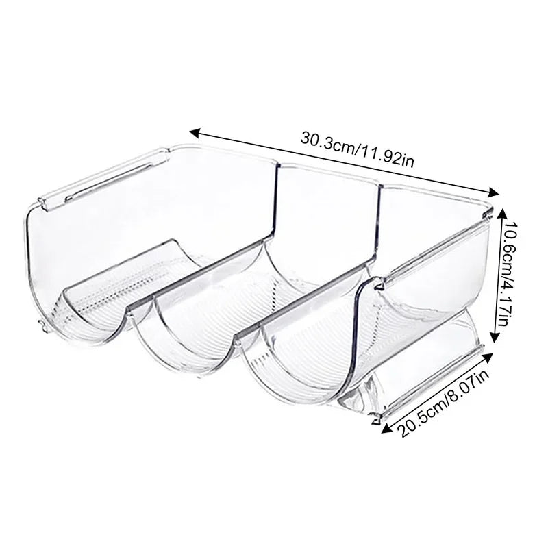 Clear Refrigerator Wine and Water Bottle Holder,  Stackable Plastic Wine Rack Storage Organizer for Fridge, Cabinet, Pantry