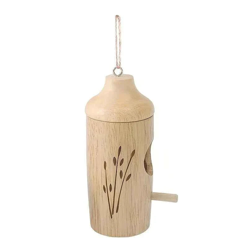 Wooden Hanging Hummingbird House Chalet Mini Bird Nest Cage Beautiful Outdoor Patio Garden Decoration Pet Bedroom