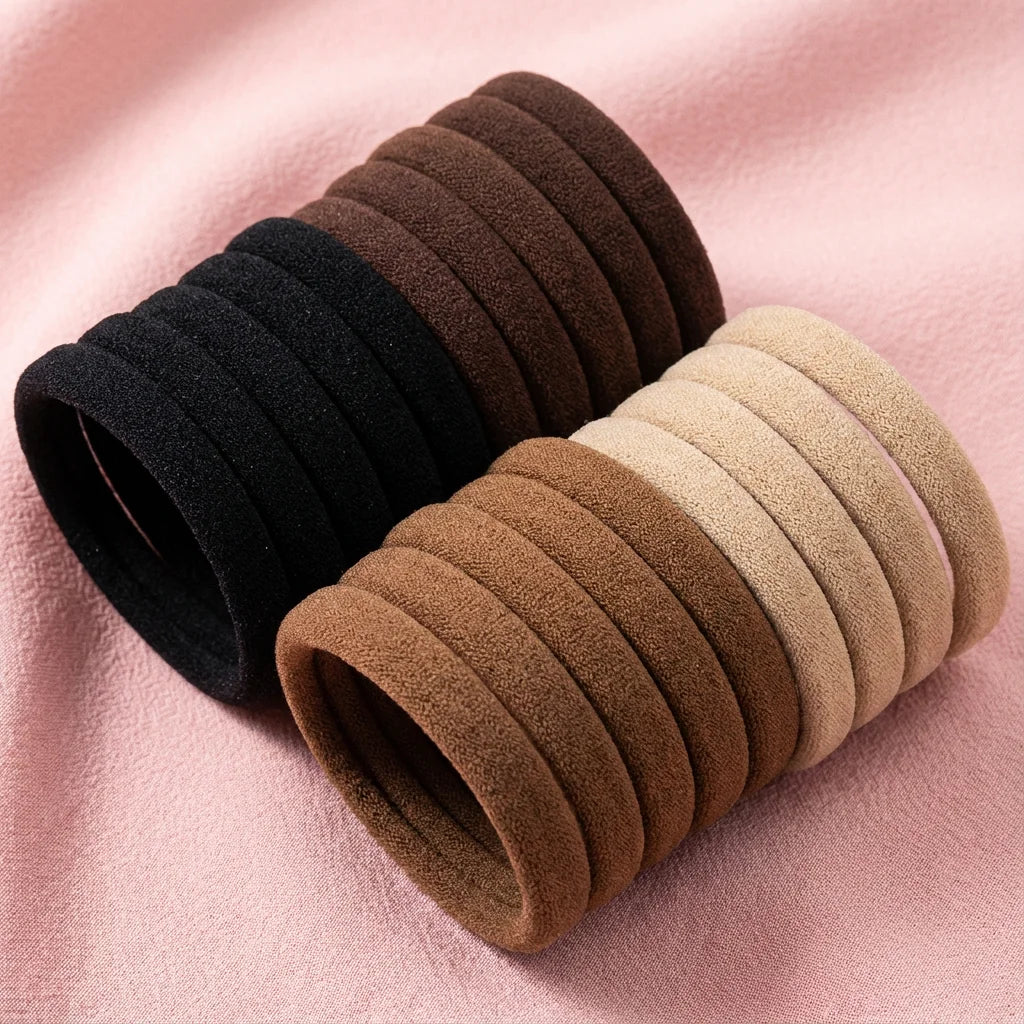 Everyday Gentle Hair Ties Set of 50, Breathable Fabric Hair Bands for Smooth Styling (Neutral Colors)