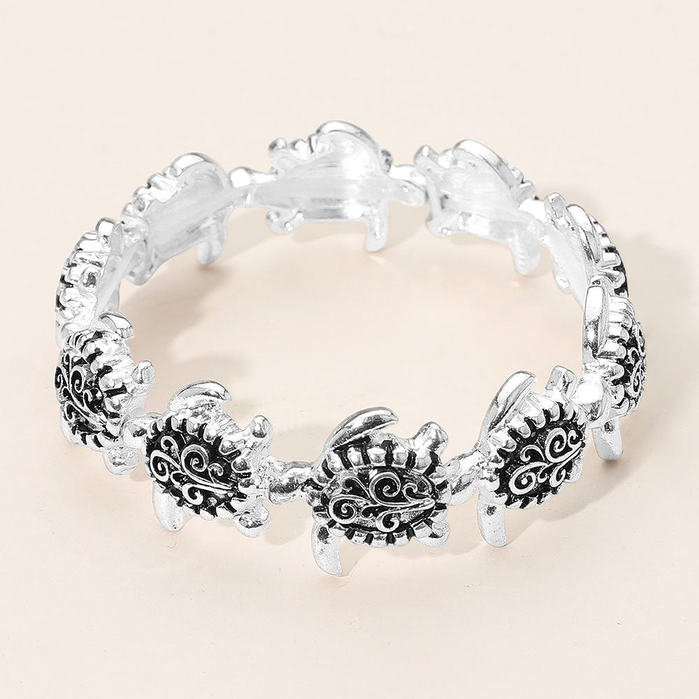 Antique Metal Sea Turtle Stretch Bracelet