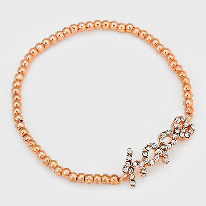 Crystal "Hope" Metal Ball Stretch Bracelet