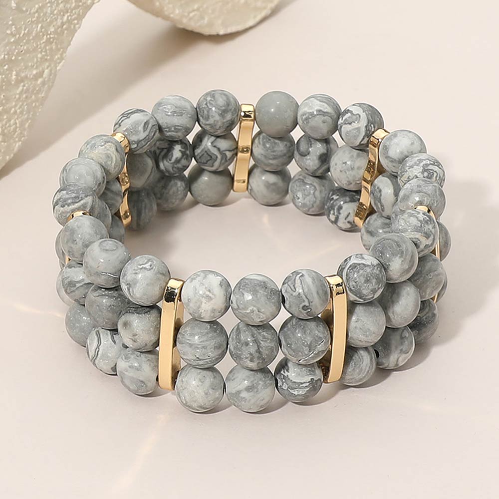 Multi Row Beaded Stretch Bracelet