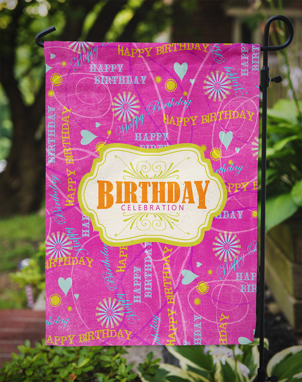 Happy Birthday Pink Garden Flag Mailbox Decorative Yard Banner Outside Patio Artwork for Flower Beds, Garden Size, Multicolor