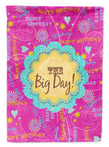 Happy Birthday The Big Day Pink Garden Flag Mailbox Decorative Yard Banner Outside Patio Artwork for Flower Beds, Garden Size, Multicolor