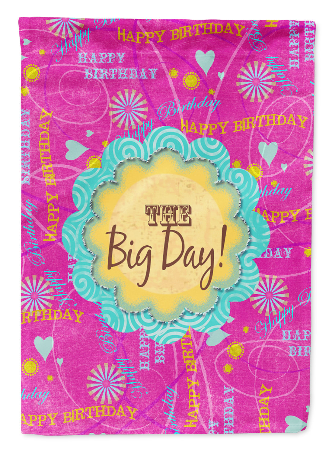 Happy Birthday The Big Day Pink Garden Flag Mailbox Decorative Yard Banner Outside Patio Artwork for Flower Beds, Garden Size, Multicolor