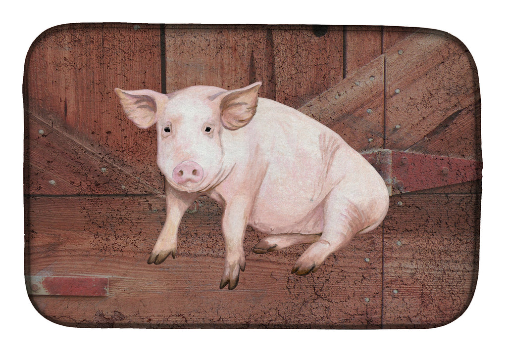 Pig at the barn door Dish Drying Mat Absorbent Dish Drying Mat Pad for Kitchen Counter Dish Drainer Mat for Countertop, 14 x 21", Multicolor