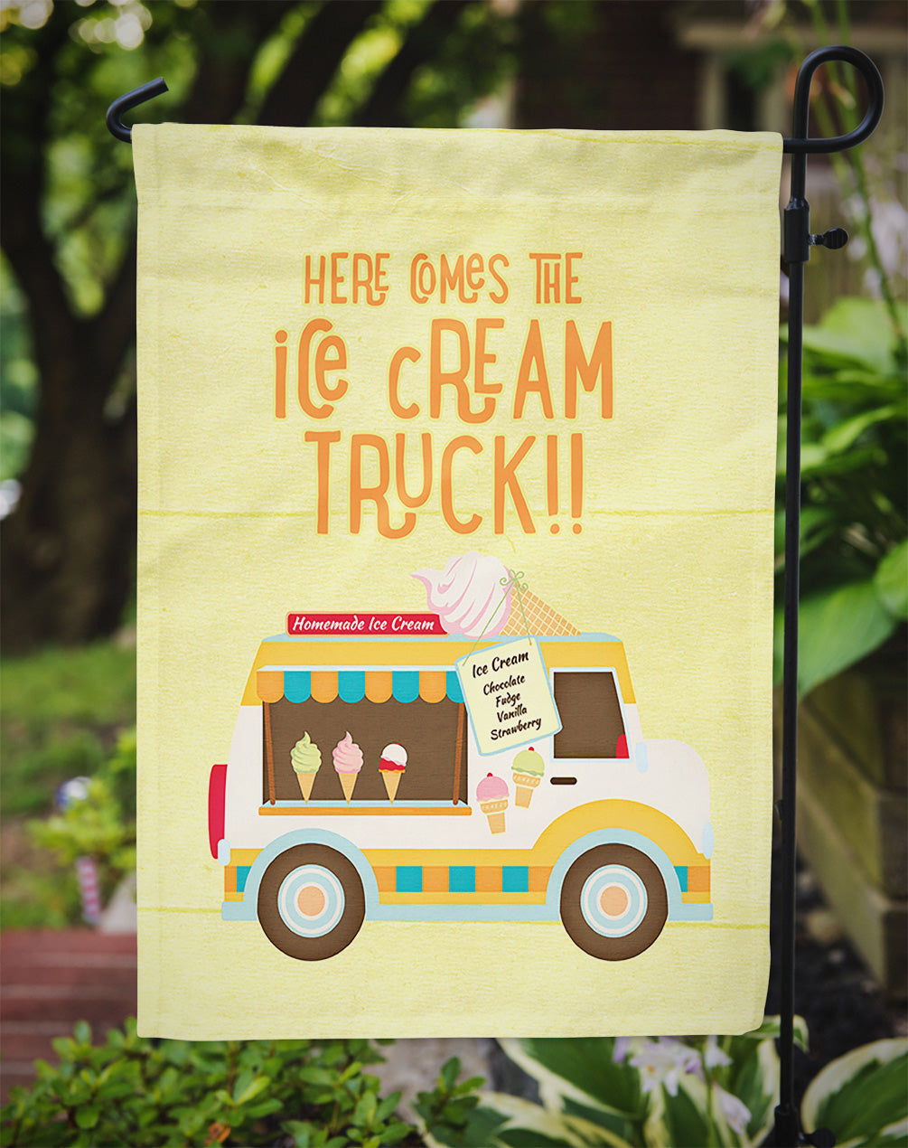 Here comes the ice cream truck Garden Flag Mailbox Decorative Yard Banner Outside Patio Artwork for Flower Beds, Garden Size, Multicolor