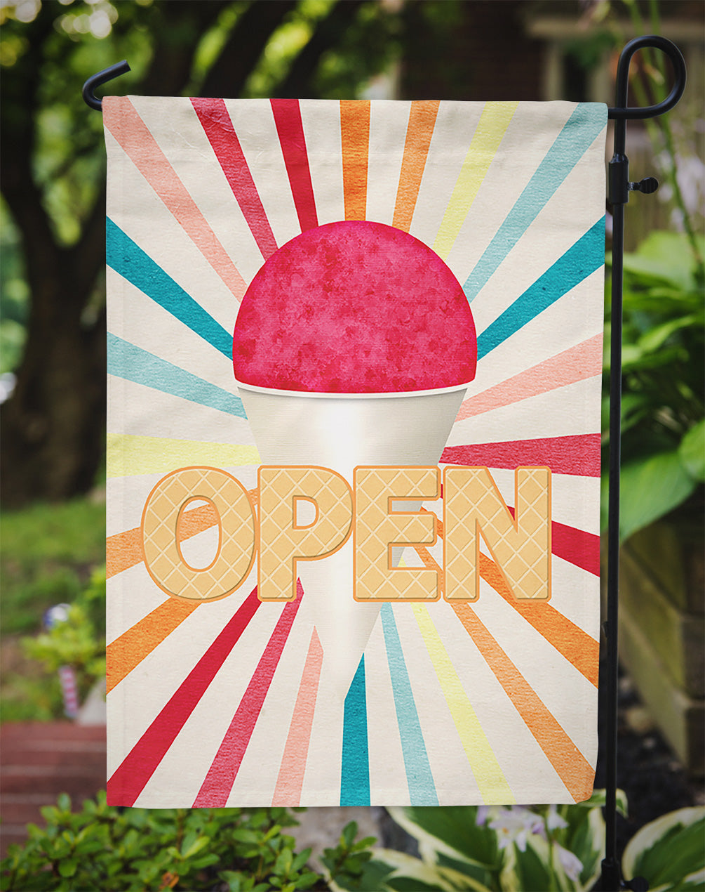 Snowball Snow cone stand Open Garden Flag Mailbox Decorative Yard Banner Outside Patio Artwork for Flower Beds, Garden Size, Multicolor