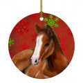 Horse Foal Red Snowflakes Holiday Christmas  Ceramic Ornament Christmas Tree Hanging Decorations for Home Christmas Holiday, Party, Gift, 3 in, Multicolor