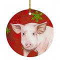 Pig Red Snowflakes Holiday Christmas  Ceramic Ornament Christmas Tree Hanging Decorations for Home Christmas Holiday, Party, Gift, 3 in, Multicolor