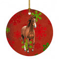 Horse Red Snowflakes Holiday Christmas  Ceramic Ornament Christmas Tree Hanging Decorations for Home Christmas Holiday, Party, Gift, 3 in, Multicolor
