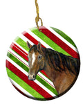Horse Candy Cane Holiday Christmas Ceramic Ornament Christmas Tree Hanging Decorations for Home Christmas Holiday, Party, Gift, 3 in, Multicolor