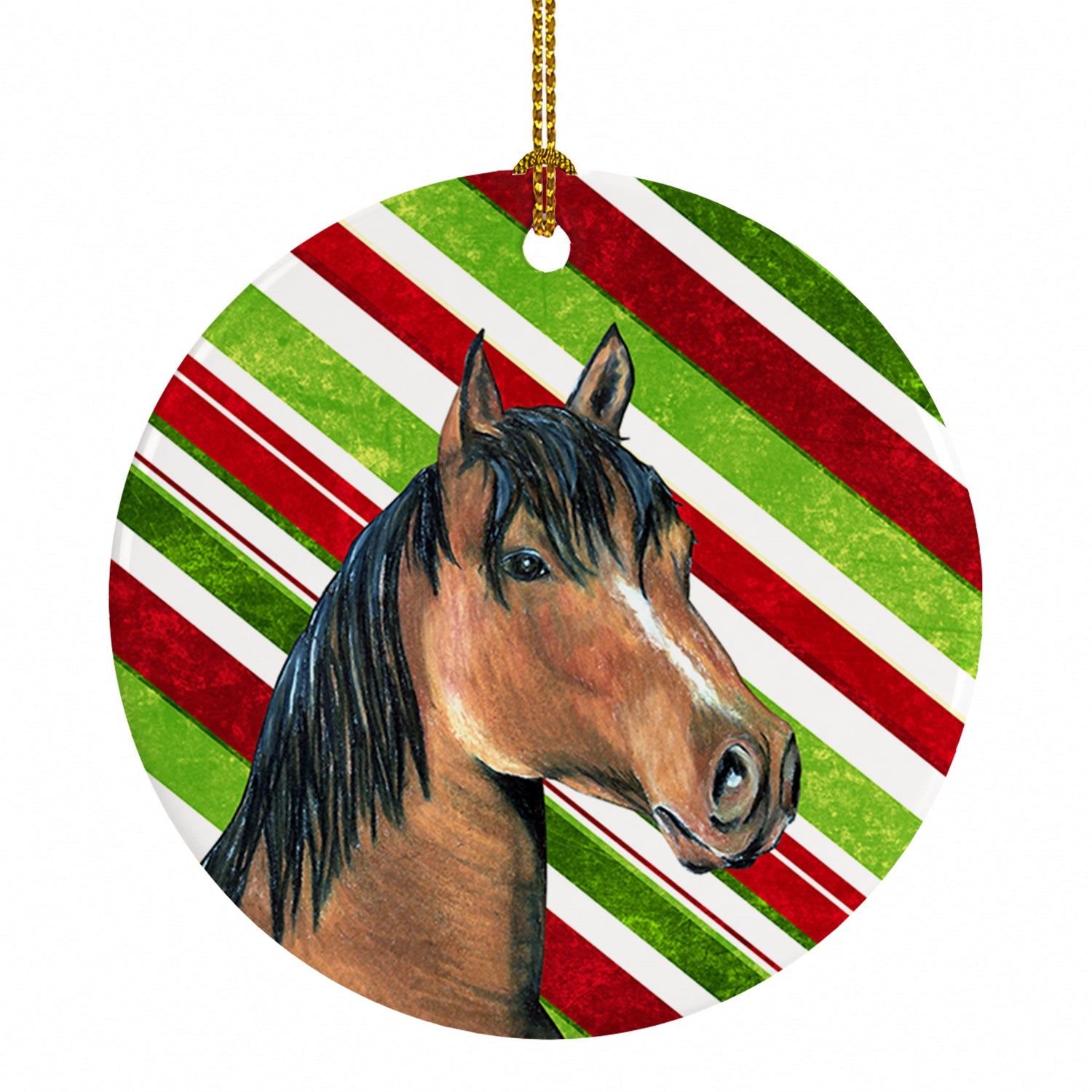 Horse Candy Cane Holiday Christmas Ceramic Ornament Christmas Tree Hanging Decorations for Home Christmas Holiday, Party, Gift, 3 in, Multicolor