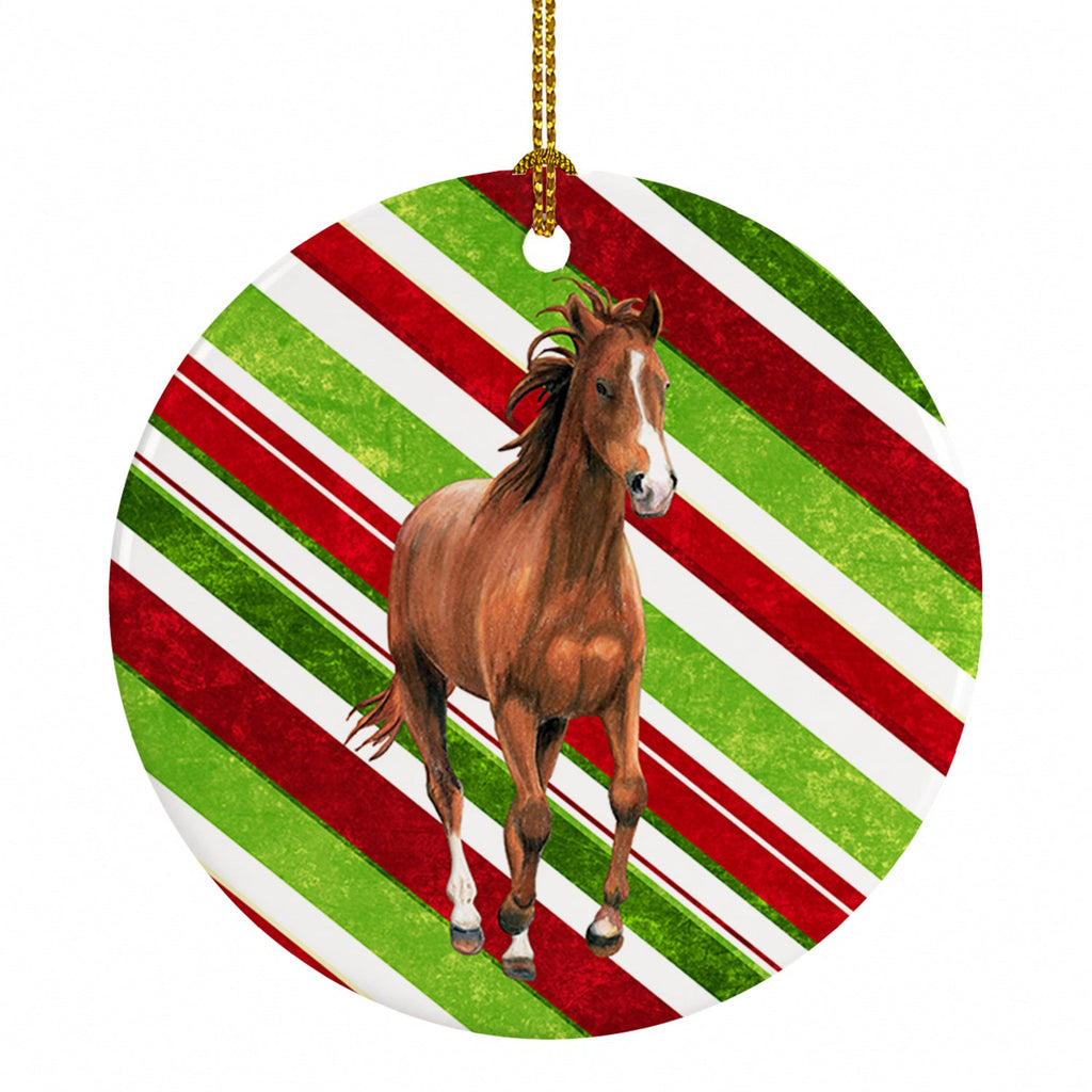 Horse Candy Cane Holiday Christmas Ceramic Ornament Christmas Tree Hanging Decorations for Home Christmas Holiday, Party, Gift, 3 in, Multicolor