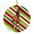 Horse Candy Cane Holiday Christmas Ceramic Ornament Christmas Tree Hanging Decorations for Home Christmas Holiday, Party, Gift, 3 in, Multicolor