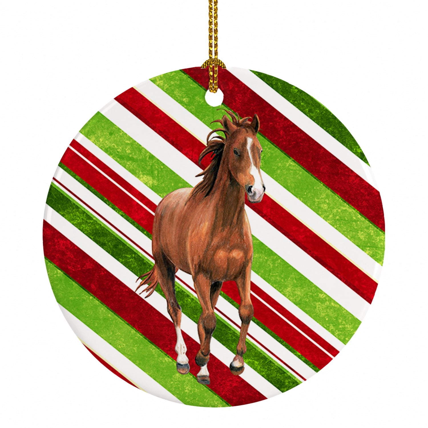 Horse Candy Cane Holiday Christmas Ceramic Ornament Christmas Tree Hanging Decorations for Home Christmas Holiday, Party, Gift, 3 in, Multicolor