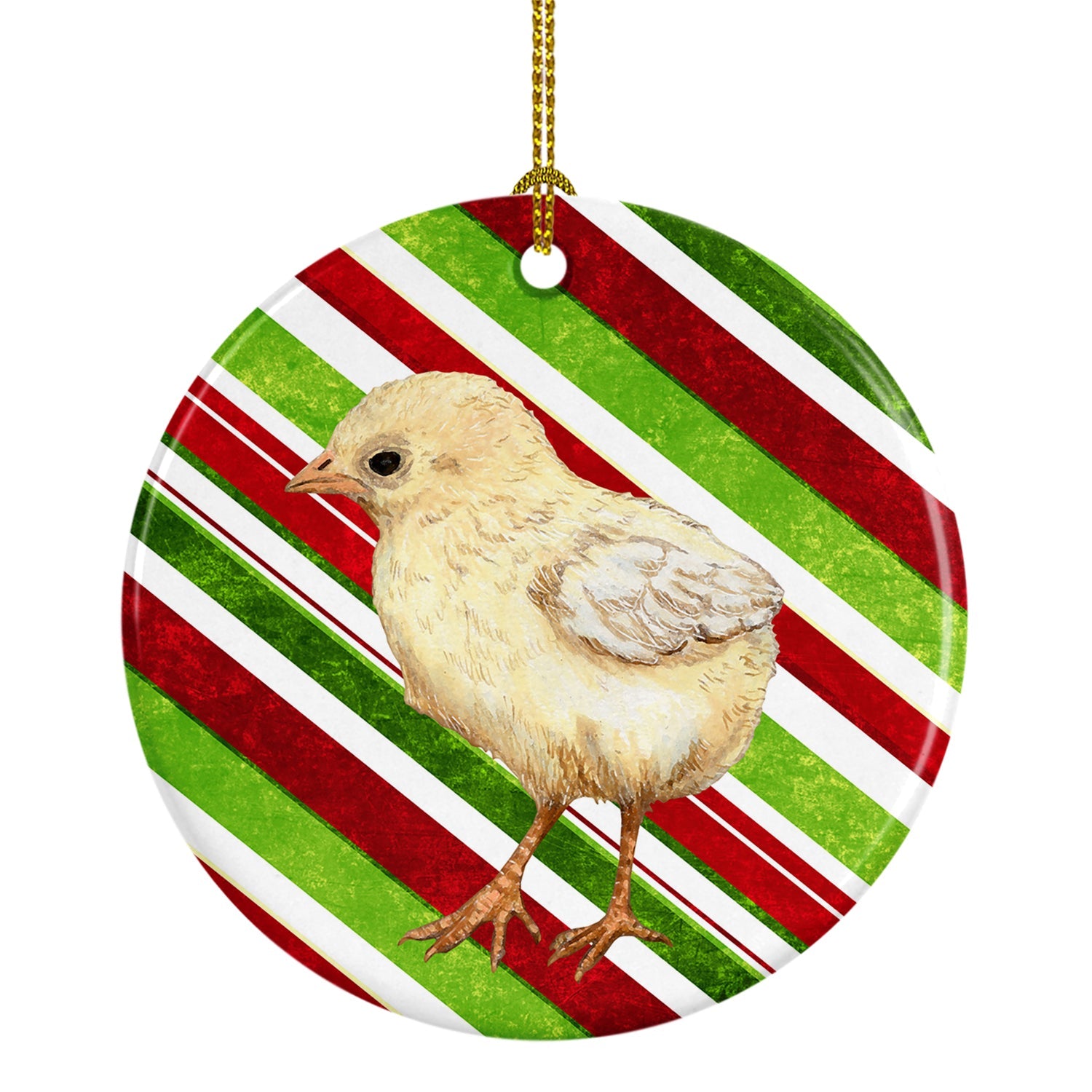 Baby Chick Candy Cane Holiday Christmas Ceramic Ornament Christmas Tree Hanging Decorations for Home Christmas Holiday, Party, Gift, 3 in, Multicolor