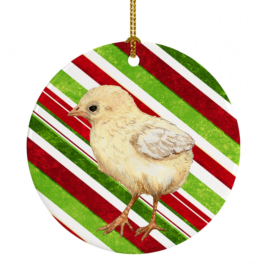 Baby Chick Candy Cane Holiday Christmas Ceramic Ornament Christmas Tree Hanging Decorations for Home Christmas Holiday, Party, Gift, 3 in, Multicolor