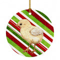 Baby Chick Candy Cane Holiday Christmas Ceramic Ornament Christmas Tree Hanging Decorations for Home Christmas Holiday, Party, Gift, 3 in, Multicolor