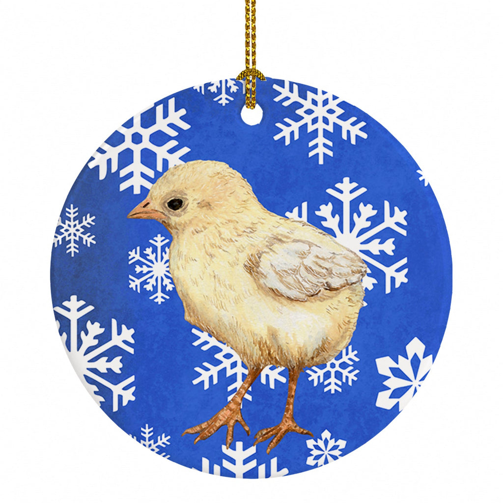 Baby Chick Winter Snowflakes Holiday Ceramic Ornament Christmas Tree Hanging Decorations for Home Christmas Holiday, Party, Gift, 3 in, Multicolor